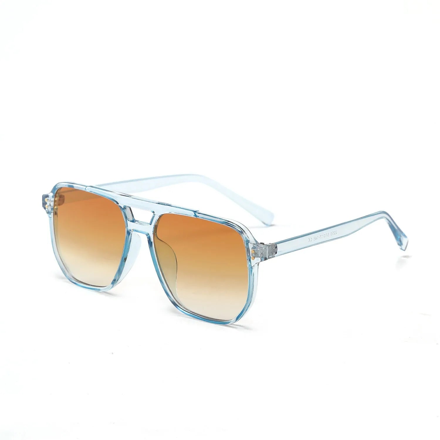 Square double beam sunglasses for women in black frame with pink lens, showing full frame design.