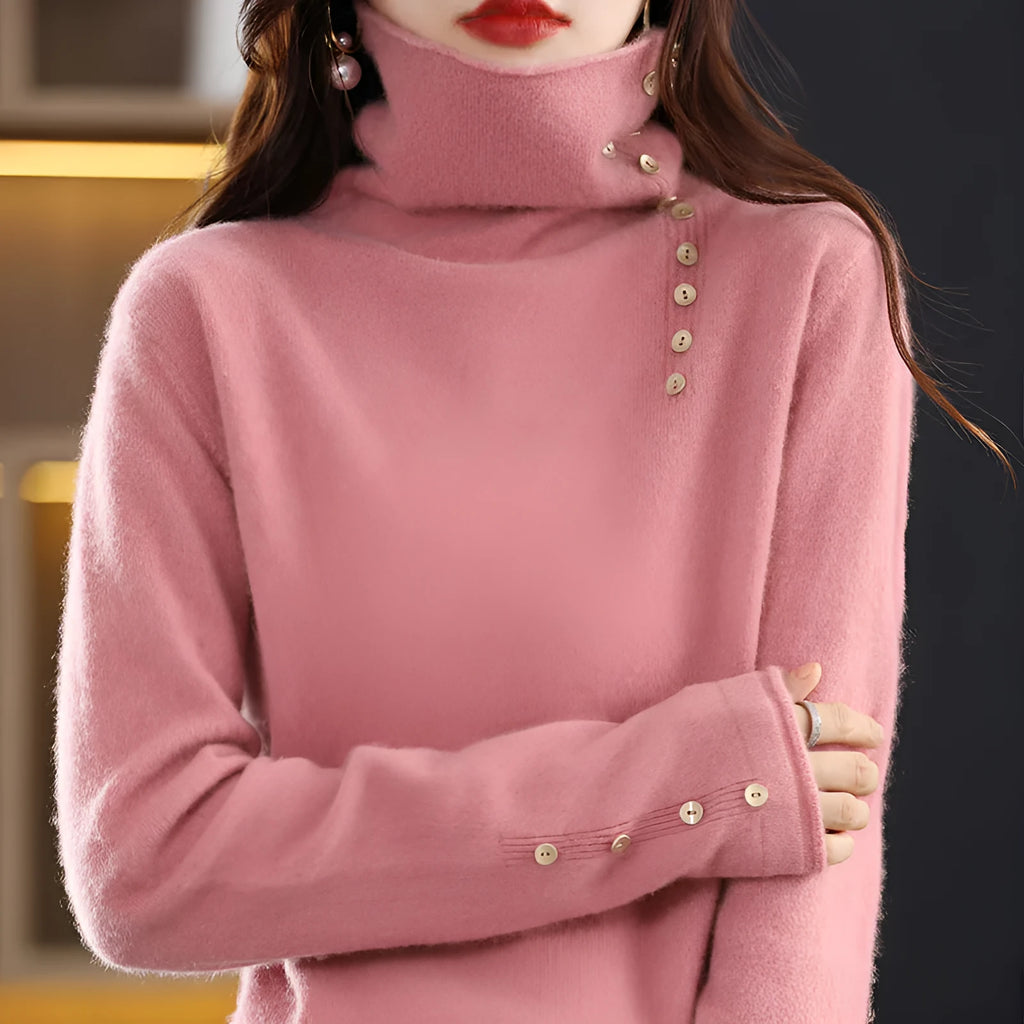 Slim fit knitted bottoming shirt in camel colour with 3D pattern and short 40cm length