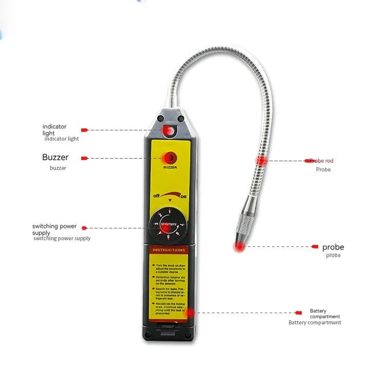 WJL-6000 electronic halogen refrigerant leak detector with extended 20cm probe for automotive and HVAC systems