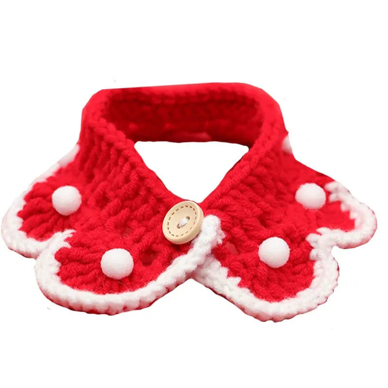 Knitted milk cotton pet collar with cartoon pattern in four sizes for small to medium dogs cats rabbits
