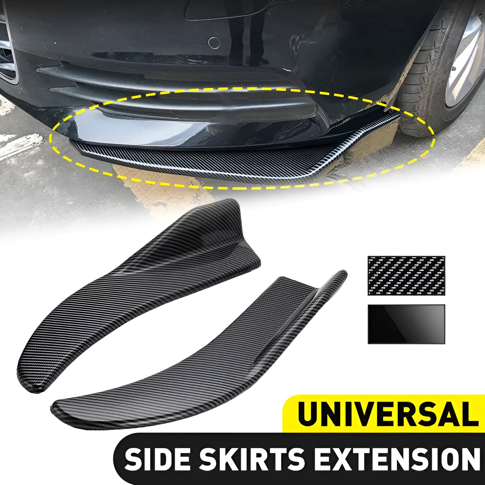 Car deflector lights for GM vehicles, 440mm ABS construction in bright black or carbon fibre finish