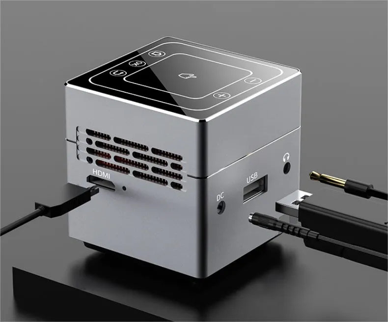 Small portable HD projector with 300 ANSI lumens LED light source and wireless remote