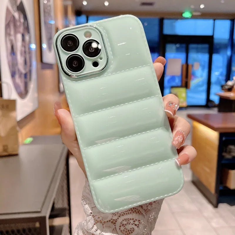 Creative Air Cushion Anti-fall solid colour TPU phone case for iPhone, available in mint green