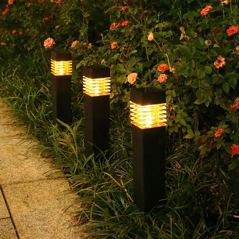 Solar lawn ground lamp with cuboid design measuring 60x390mm for outdoor garden lighting