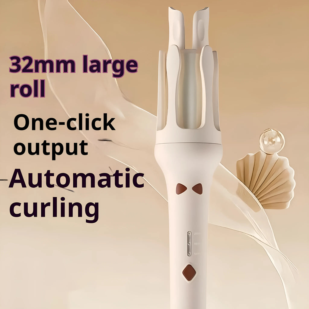 32mm automatic hair curler in white or chigo colour with pink, purple, green, or beige accents