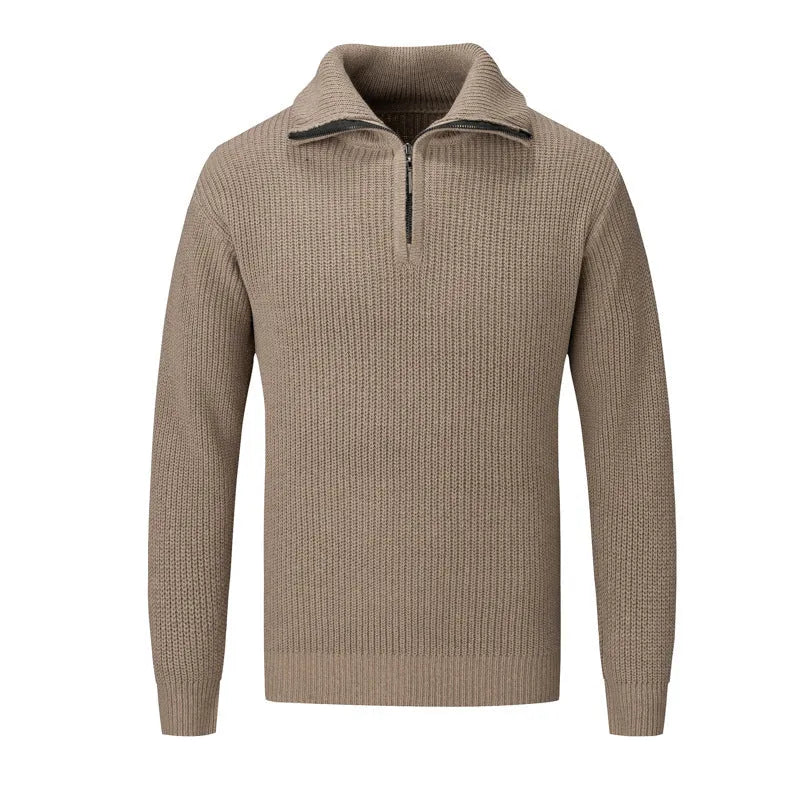 Men's loose slim fit solid colour pullover sweater for autumn and winter casual wear