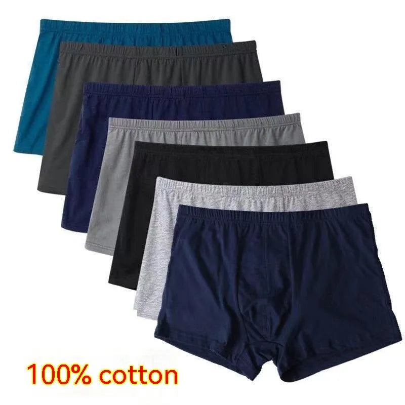 Men's mid-waist cotton boxers in mixed colours, breathable plain weave fabric with antibacterial function