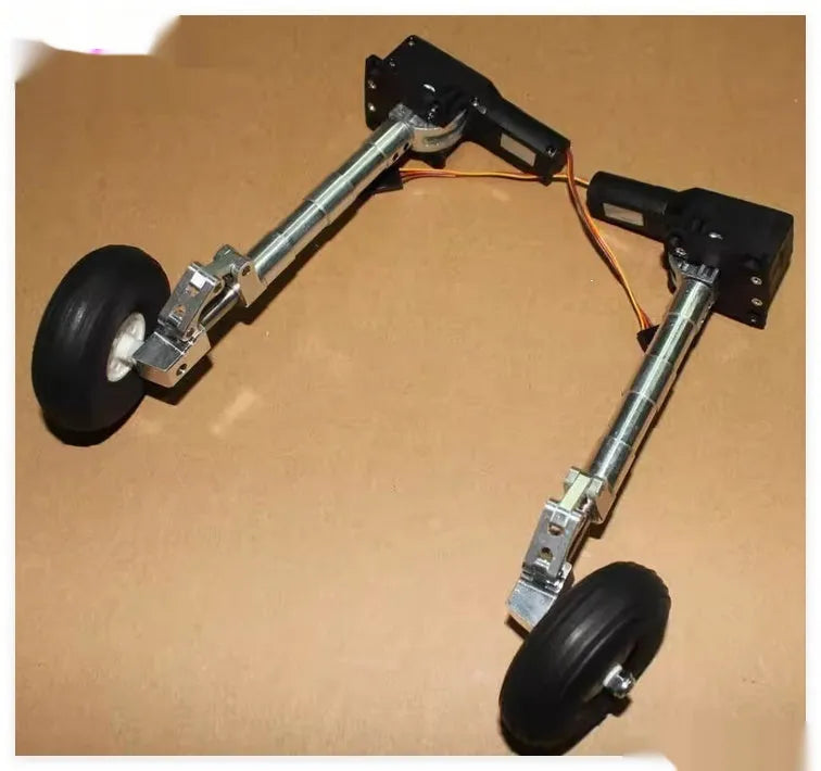 Alloy retractable drone landing gear with shock-absorbing damping system and three wheel size options