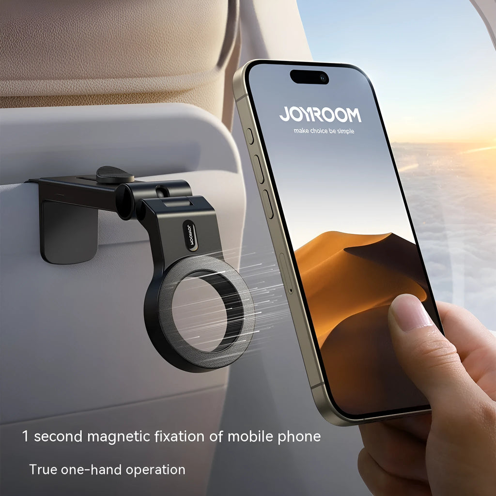 Black universal magnetic desktop phone holder for 4.7 to 7.0 inch devices, made from ABS PC material.
