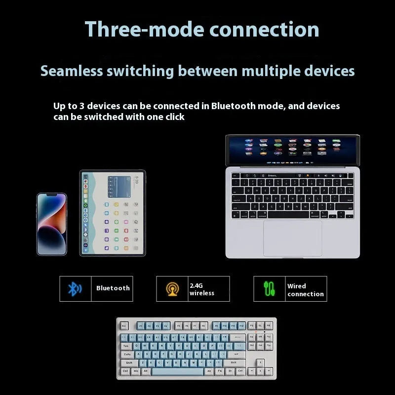 Wireless Bluetooth mechanical keyboard in various colours with 87-key and 108-key layout options