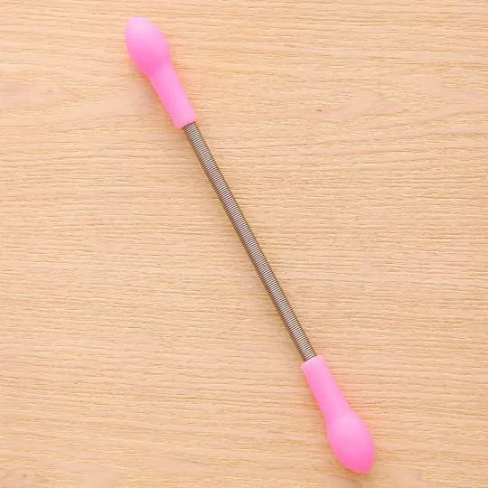 Pink manual spring facial hair removal device for face and lip hair, PP plastic, 19cm length