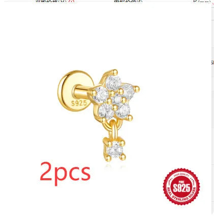 S925 sterling silver geometric star-shaped earrings with an embedded moon diamond, shown in a gold colour finish.