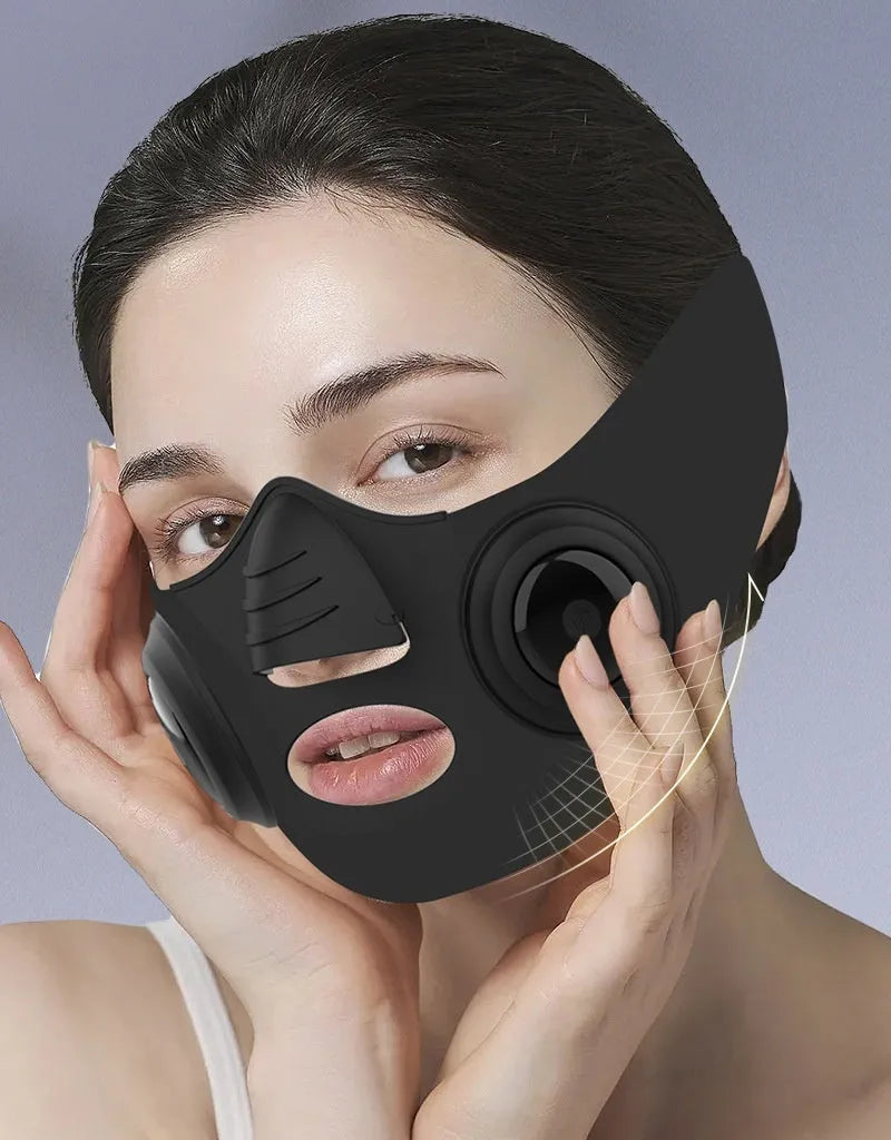 Black photon beauty mask device with USB connection for facial treatments