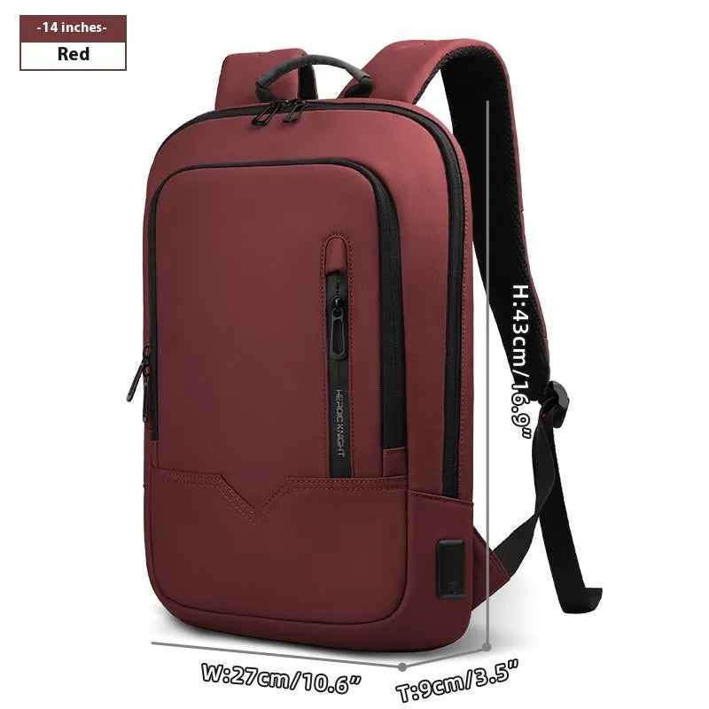 Small lightweight polyester commuter backpack with USB charging port in various colours