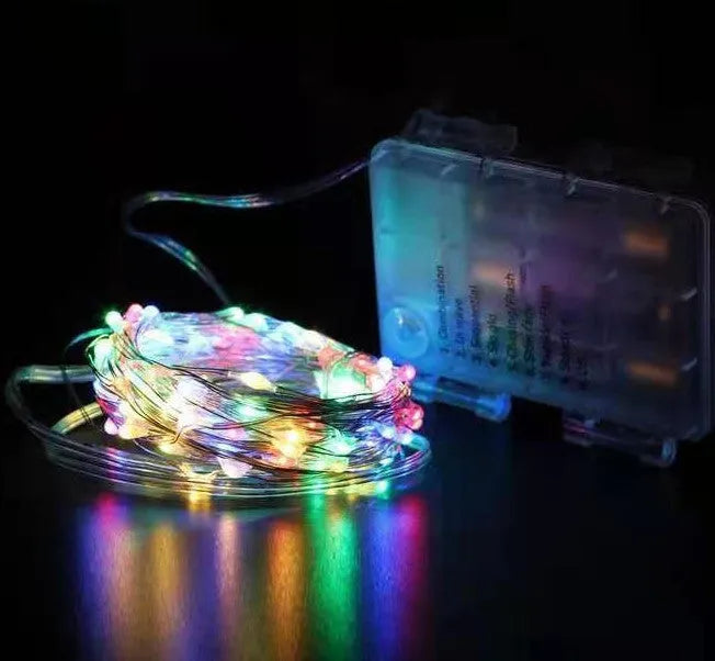 Copper wire string light with 120 LED lamps in various colour options on 12-metre length