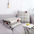 Set of decorative car pillow covers in Chinese style with cotton polyester blend in blue, gray, strawberry pie, car, stars, and whale colours.