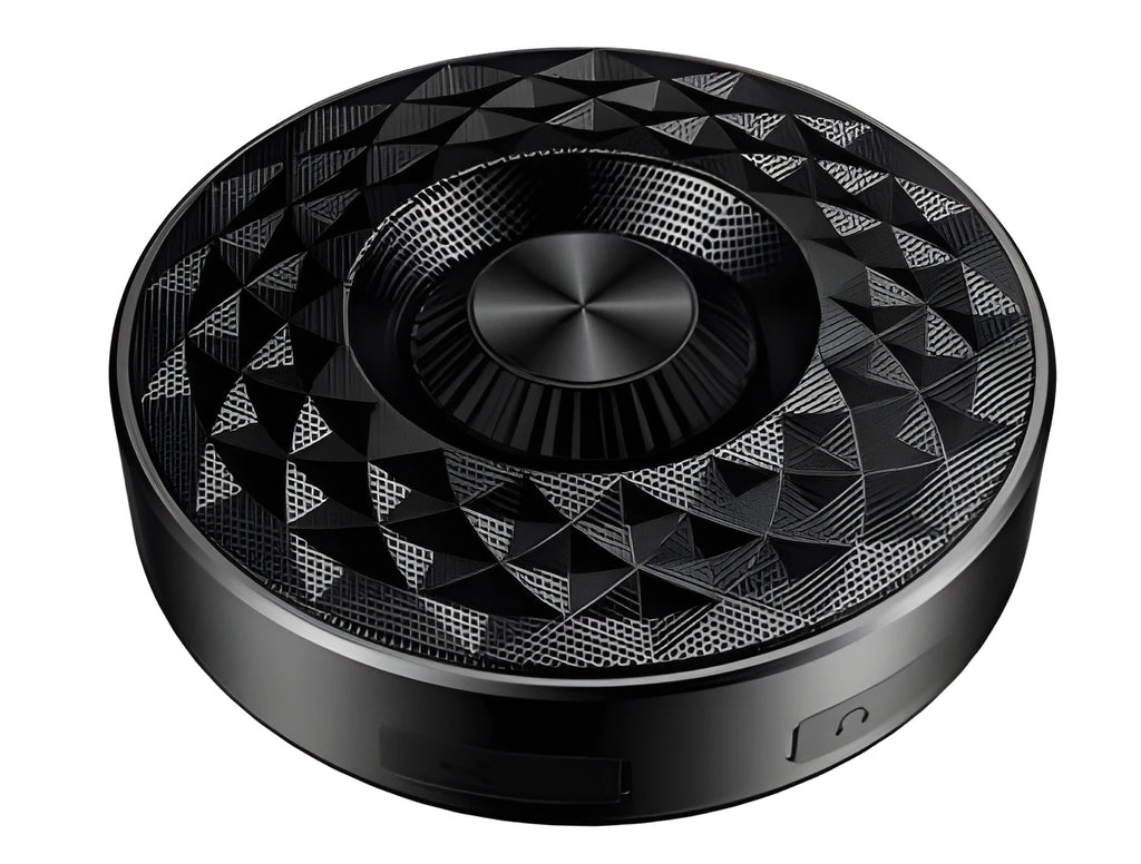 Compact cylindrical Bluetooth speaker in black, orange or silvery white colour with wireless connectivity