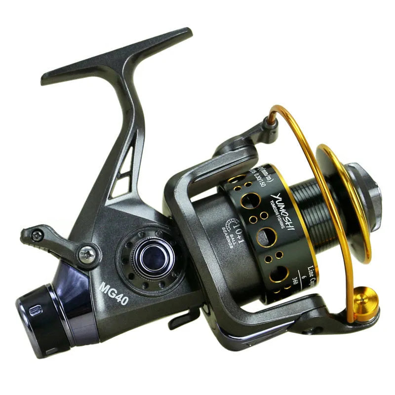MG3000 double brake full metal fishing reel with folding rocker arm and wooden handle