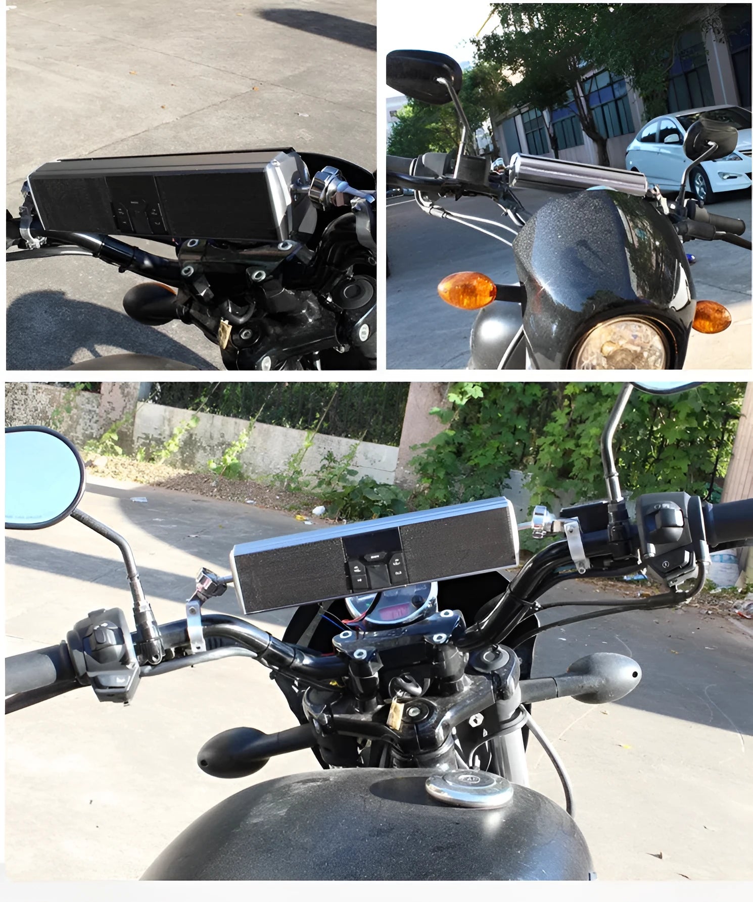 Waterproof motorcycle Bluetooth speaker with integrated car amplifier in aluminium housing colour silver