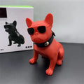 Mini Full Body Bulldog shaped Bluetooth speaker in black, red, or white colour options.