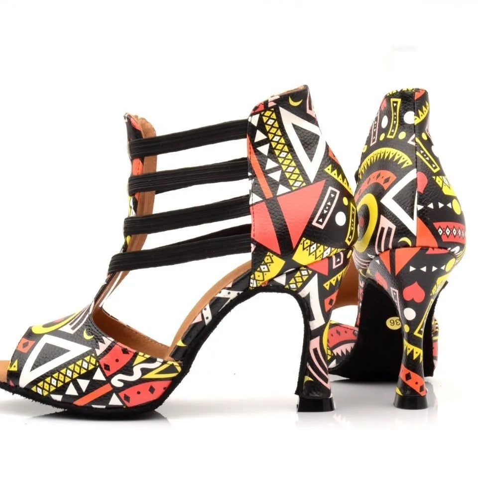 Women's high-top sandals in green synthetic leather with suede sole, on a neutral background