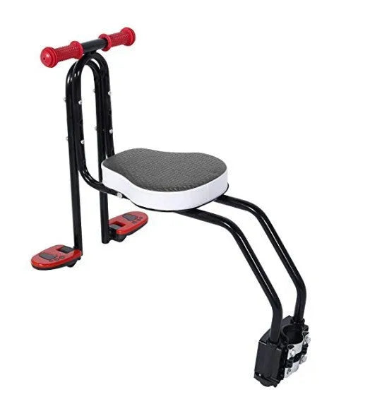 Child seat for bicycle and car with steel pipe frame in black colour