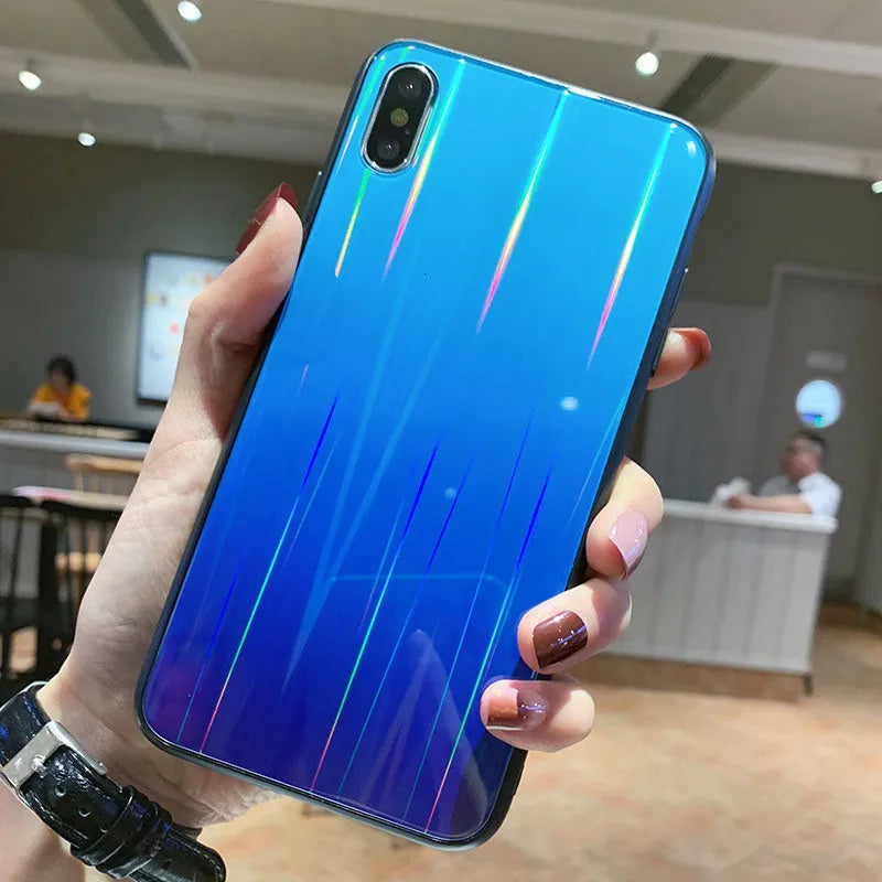 Gradient glass phone case with starry sky design back cover for Huawei models
