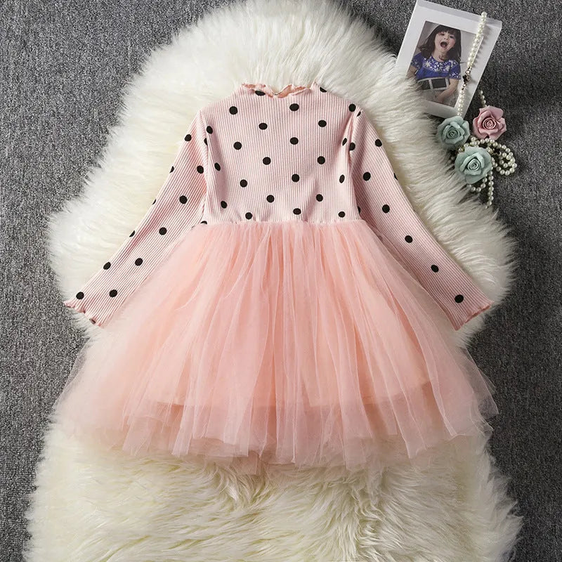 Baby girl's long sleeve black tutu lace dress for birthday parties and christenings.