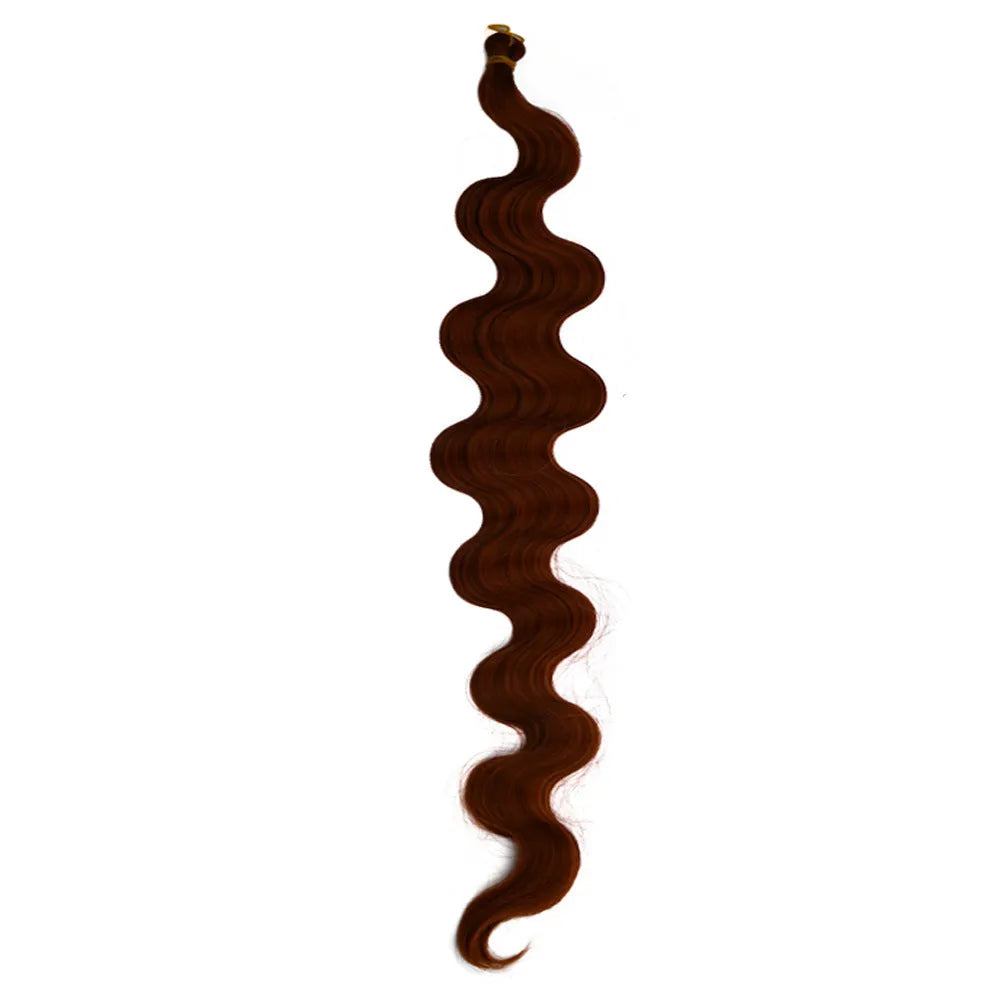 Wine red braided hair extension wig with big wave pattern, 24 inches long