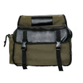 Canvas rear seat storage bag for cycling or motorcycle, 27x44x15cm, with zipper pocket, in khaki colour