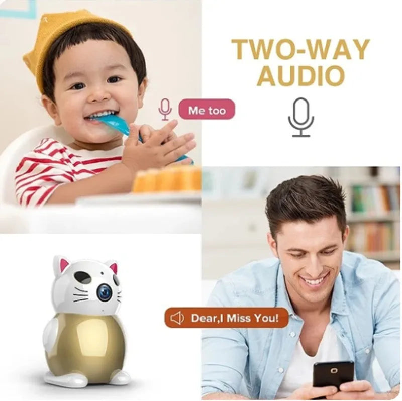 Gold Lucky Cat wireless camera with 2MP 1080P lens for mobile phone remote monitoring