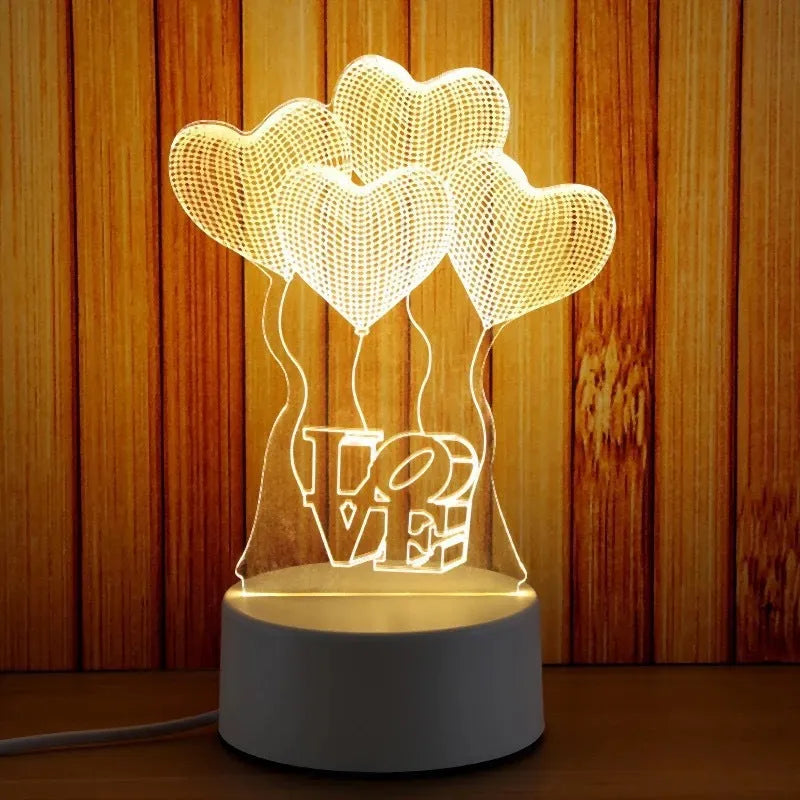 USB acrylic night light 4W touch control three colour temperatures bedside decoration 20x17.5cm