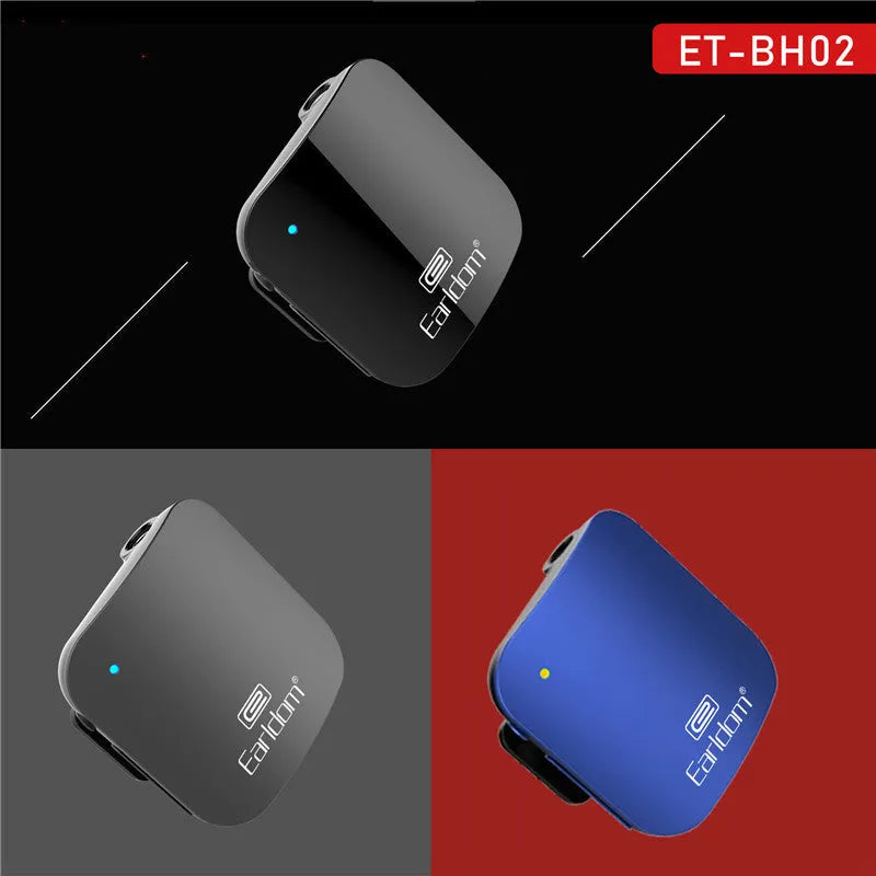 Bluetooth audio receiver running headphones with lavalier design in black, grey, and red colour options