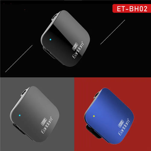 Bluetooth audio receiver running headphones with lavalier design in black, grey, and red colour options