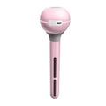 Pink and white columnar magic wand humidifier with USB cable and optional battery base
