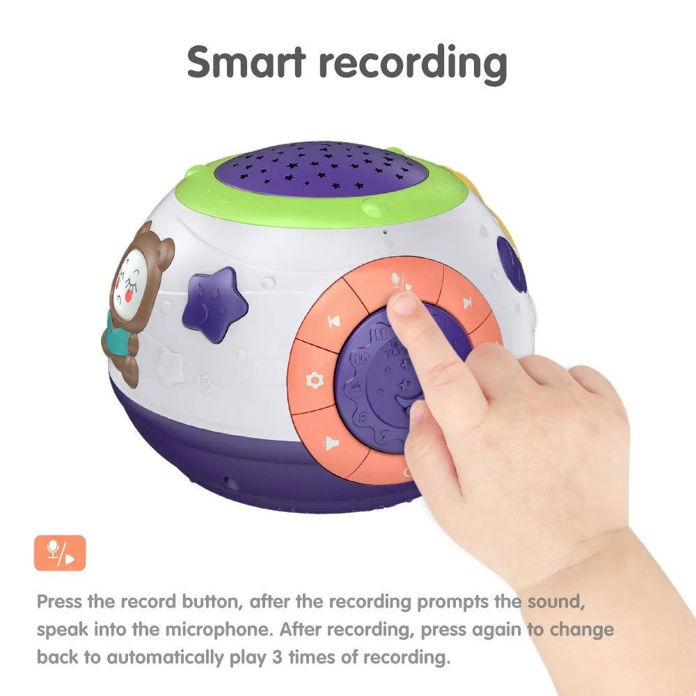 White plastic starry sky night light projector for children with three colour modes and music