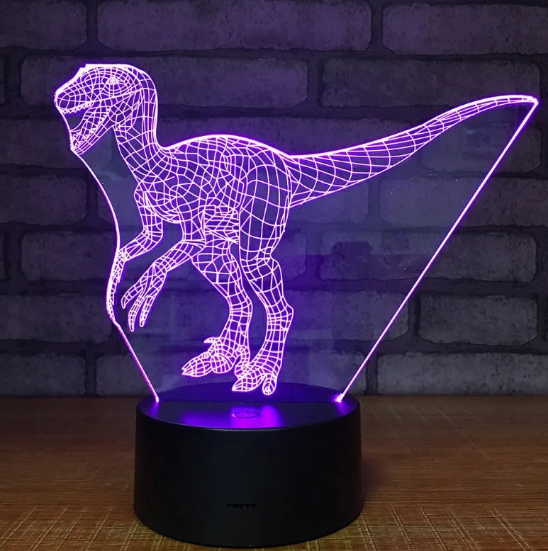 Cartoon 3D night light table lamp with seven colour changing modes, remote control, and acrylic panel on ABS base