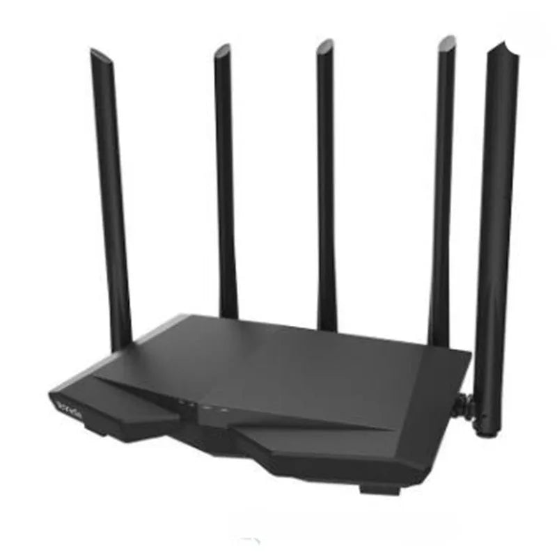 Dual-band router AC7 black with four LAN ports, compact 220x141.5x49mm