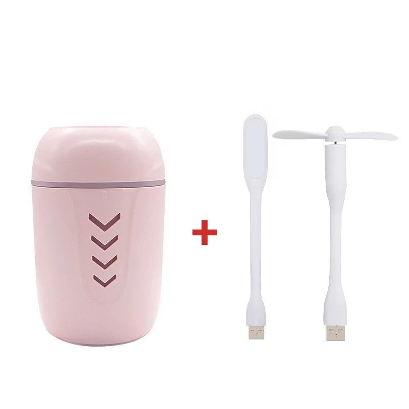 X3 portable car humidifier with columnar design in blue, pink or white colour options