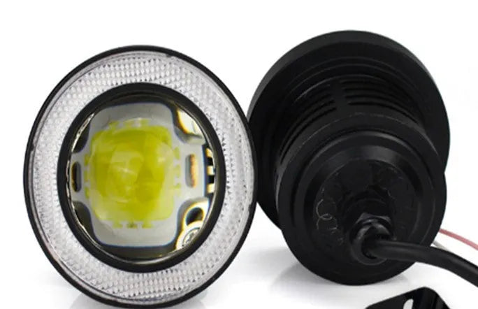 Universal 3 inch LED fog lamp with cob angel eye ring in white colour for car modification