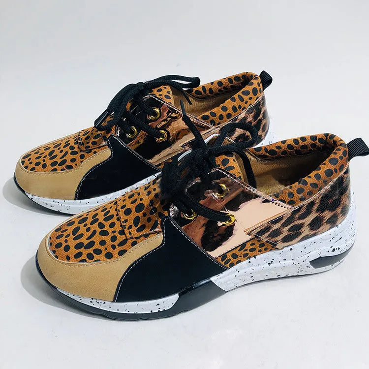 Women's casual wedge-heel sports sneakers in multiple colour patterns with suede upper and round toe