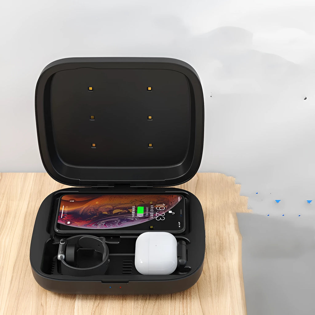 4-in-1 wireless charging disinfection box black white with indication function Micro USB