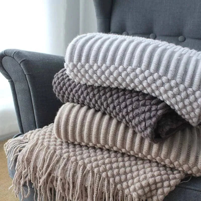 127cm by 170cm polyester fibre nap blanket in dark grey, khaki, and light grey colour options