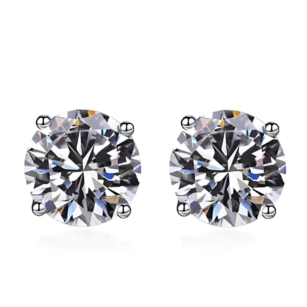 925 sterling silver earrings with round zircon stone, polished finish, drop style