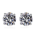 925 sterling silver earrings with round zircon stone, polished finish, drop style
