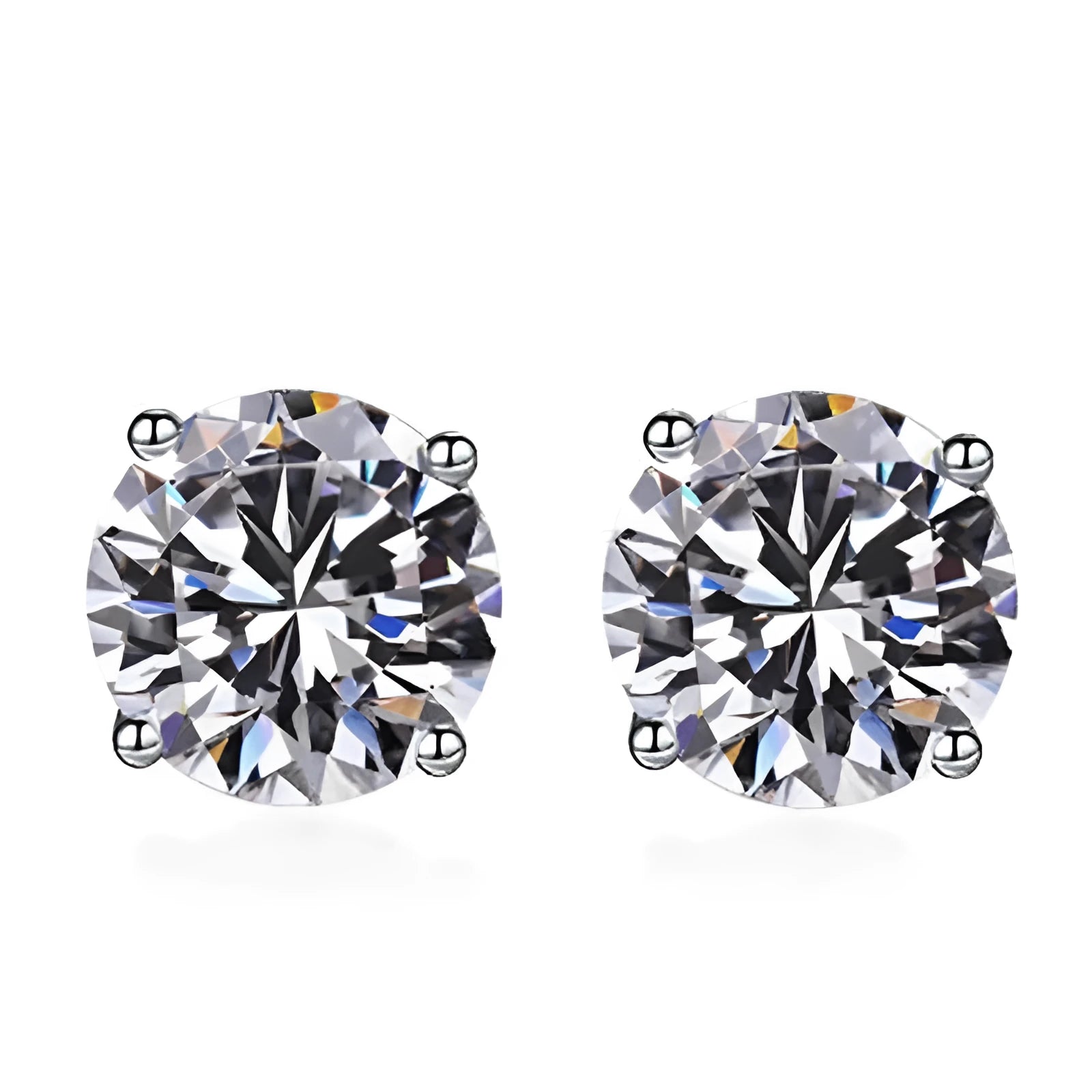 925 sterling silver earrings with round zircon stone, polished finish, drop style