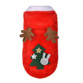 Red pet flannel elk Christmas clothes made from coral fleece, shown on a white background