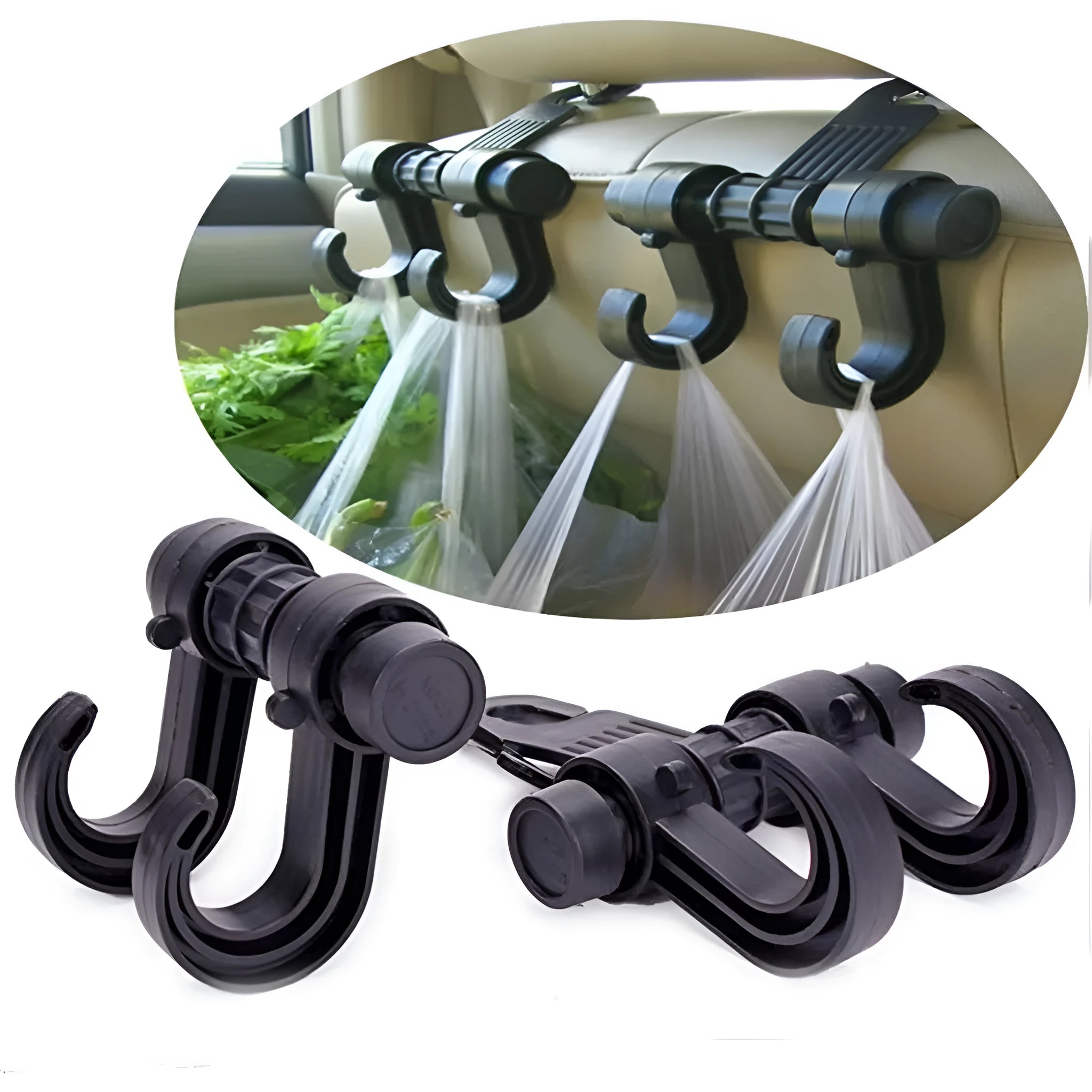 Polypropylene car seat hook vehicle hanger 17x6x11cm with three hooks