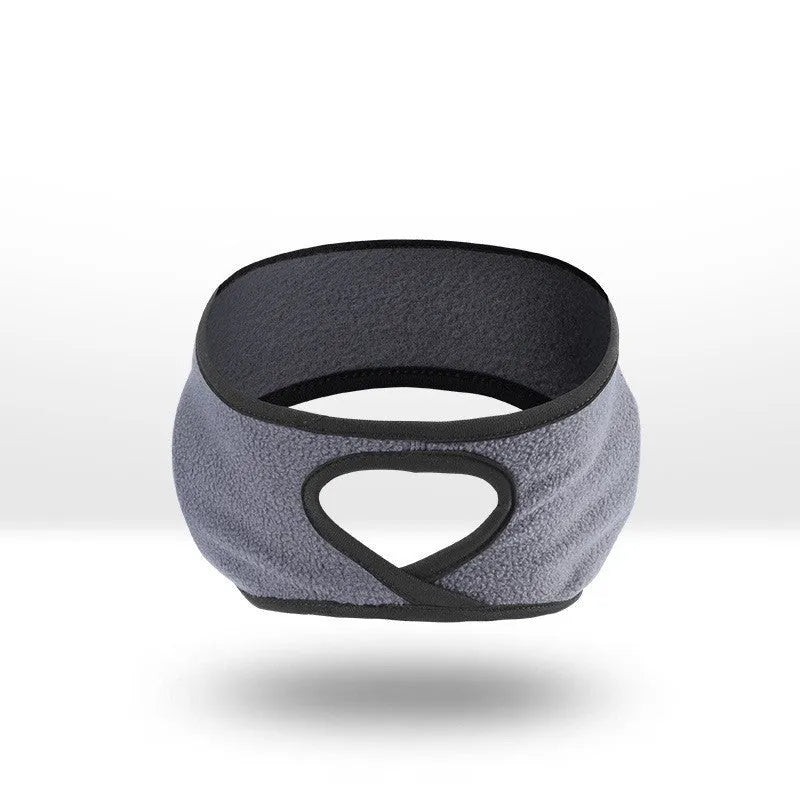 Fleece lined sports headband with ponytail opening, contour fit, one size, available in black