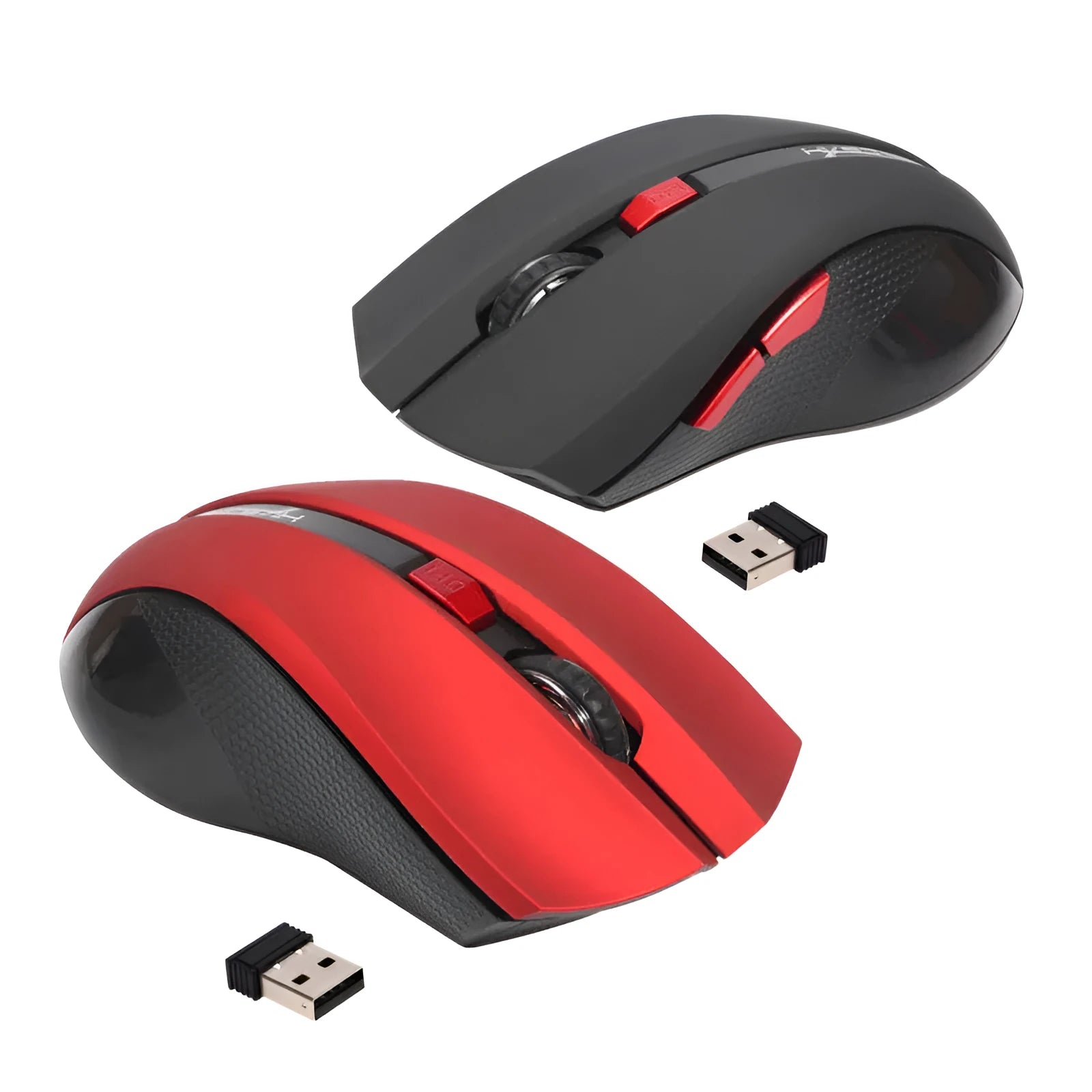 2.4G wireless optical ergonomic mouse in black with four-way scroll wheel for desktop computers